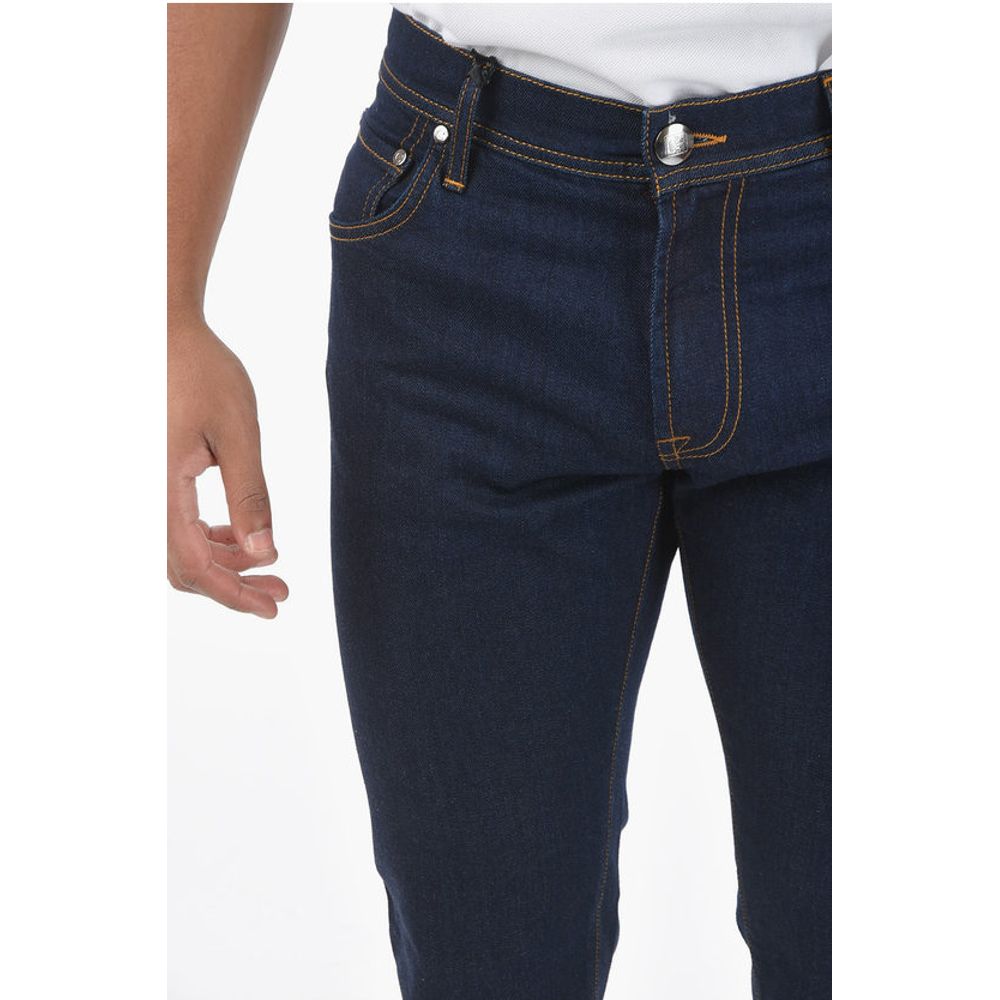 Corneliani ID LUXURY DENIM Dark Wash Slim Fit Denims with Belt Loops