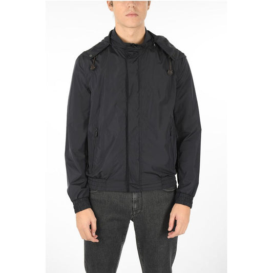 Corneliani CC COLLECTION Windbreaker Jacket with Removable Hood and Hid