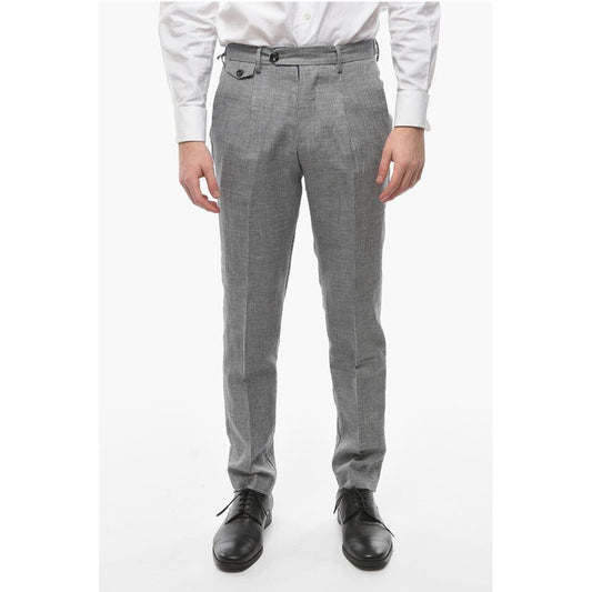 Cruna Houndstooth Motif RAVAL Single Pleat Pants with Breast Pocke