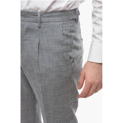 Cruna Houndstooth Motif RAVAL Single Pleat Pants with Breast Pocke