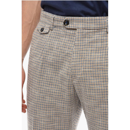 Cruna Houndstooth Motif RAVAL Single Pleat Pants with Breast Pocke