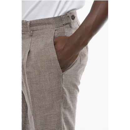 Cruna Houndstooth Motif Virgin Wool and Flax RAVAL Pants