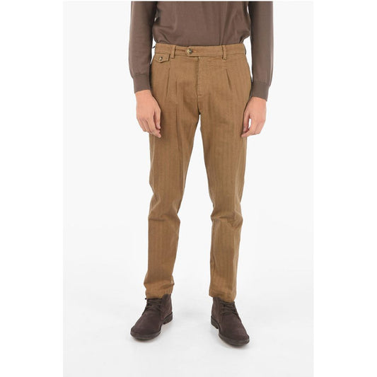 Cruna Herringbone RAVAL1P.L.603 Single Pleated Chino Pants