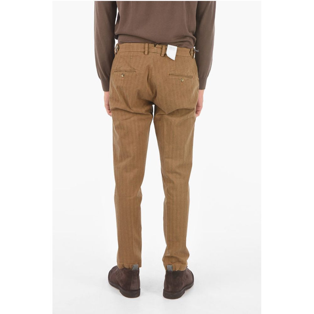 Cruna Herringbone RAVAL1P.L.603 Single Pleated Chino Pants