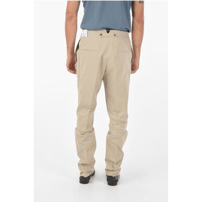 Corneliani Flax Blend Chino Pants with Double Pleat
