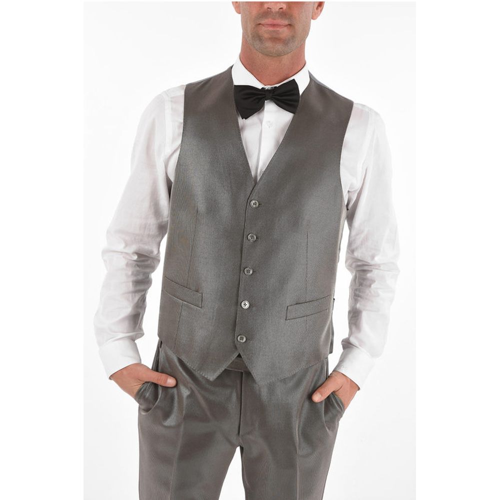 Corneliani Lurex 3-piece Waistcoat Suit with Peak Lapel