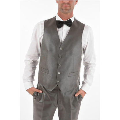 Corneliani Lurex 3-piece Waistcoat Suit with Peak Lapel