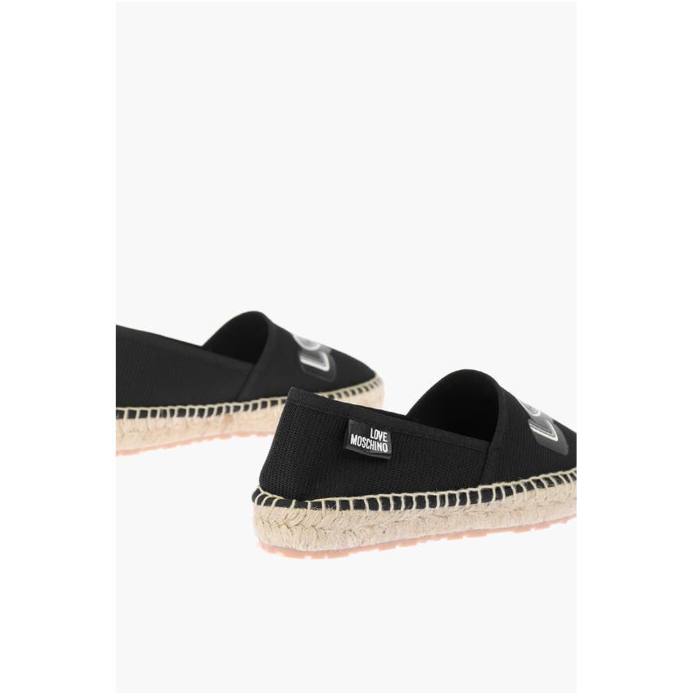 Moschino LOVE mesh espadrilles with logo-print and raffia sole