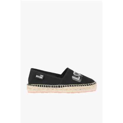 Moschino LOVE mesh espadrilles with logo-print and raffia sole