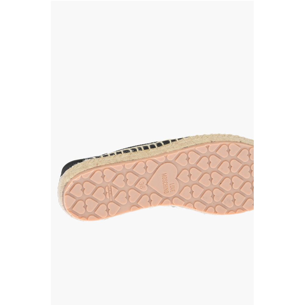Moschino LOVE mesh espadrilles with logo-print and raffia sole