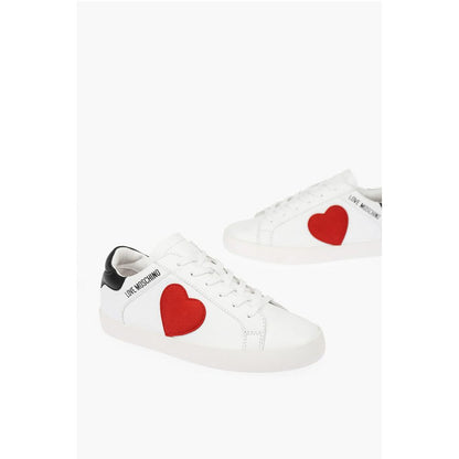 Moschino LOVE leather low top sneakers with velvet heart and Contrast