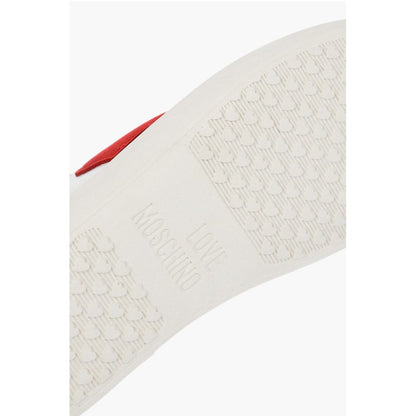 Moschino LOVE leather low top sneakers with velvet heart and Contrast