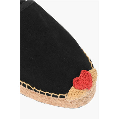 Moschino LOVE Suede Split Leather Platform Espadrilles with Heart Emd