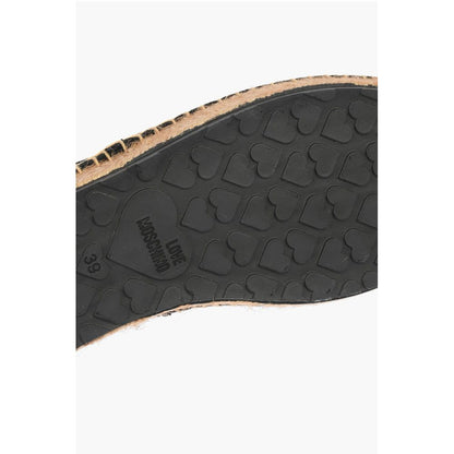 Moschino LOVE Suede Split Leather Platform Espadrilles with Heart Emd