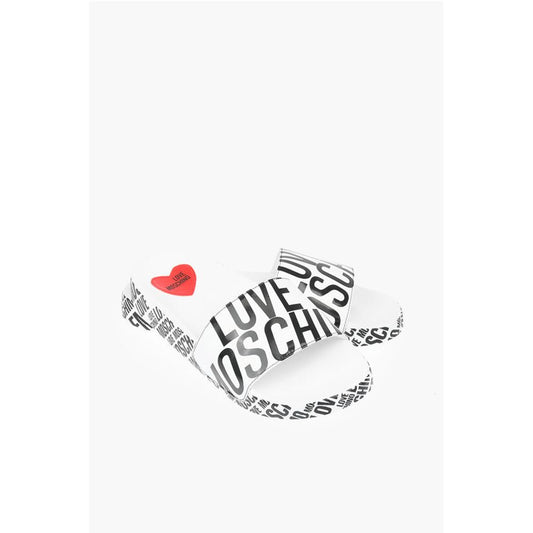 Moschino LOVE logo printed faux leather slides