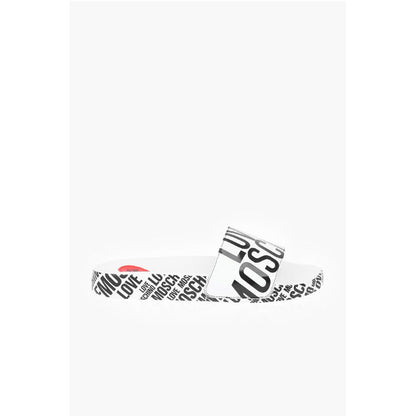 Moschino LOVE logo printed faux leather slides