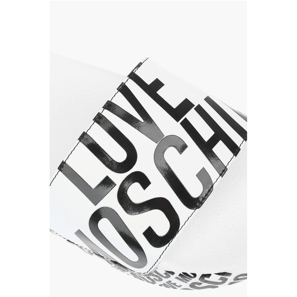 Moschino LOVE logo printed faux leather slides