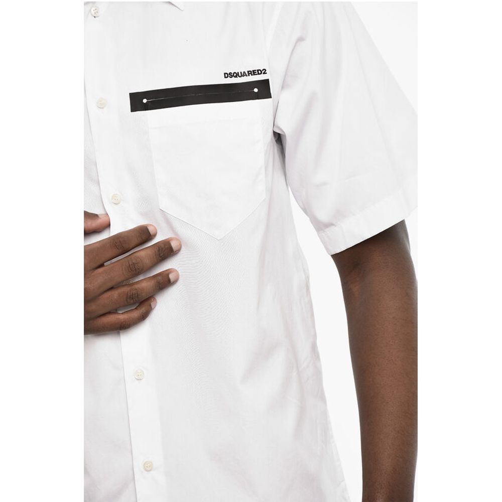 Dsquared² popeline spread collar shirt with breast pocket