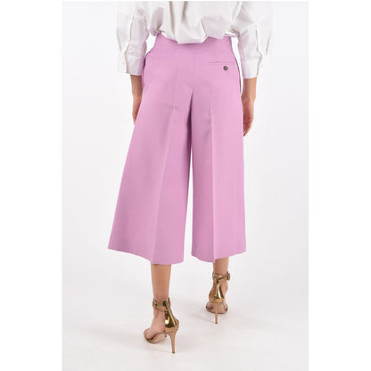 Super Blond Single-pleated Wool and Silk Flared Gaucho Pants