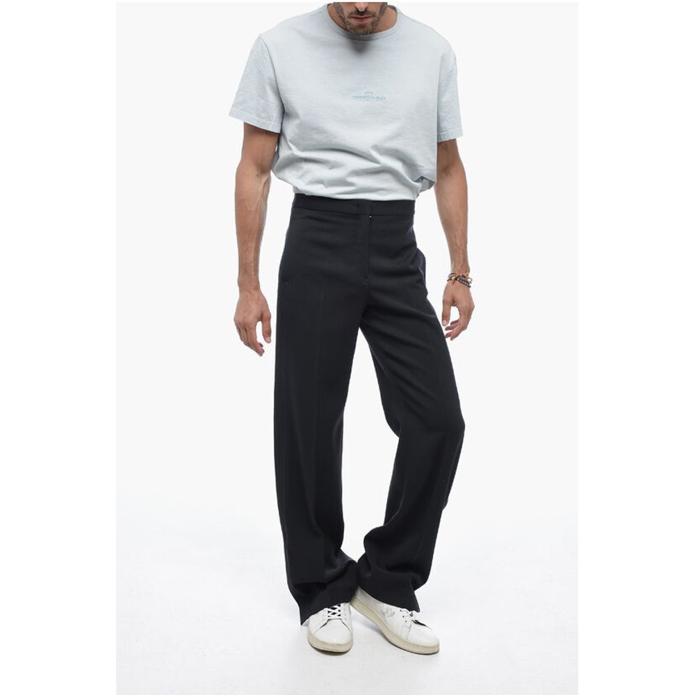 Jil Sander Virgin Wool LUIGI Palazzo Pants with Ankle Button