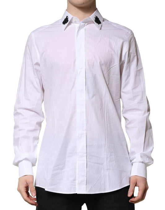 Dolce & Gabbana White Cotton GOLD Mens Dress Formal Shirt
