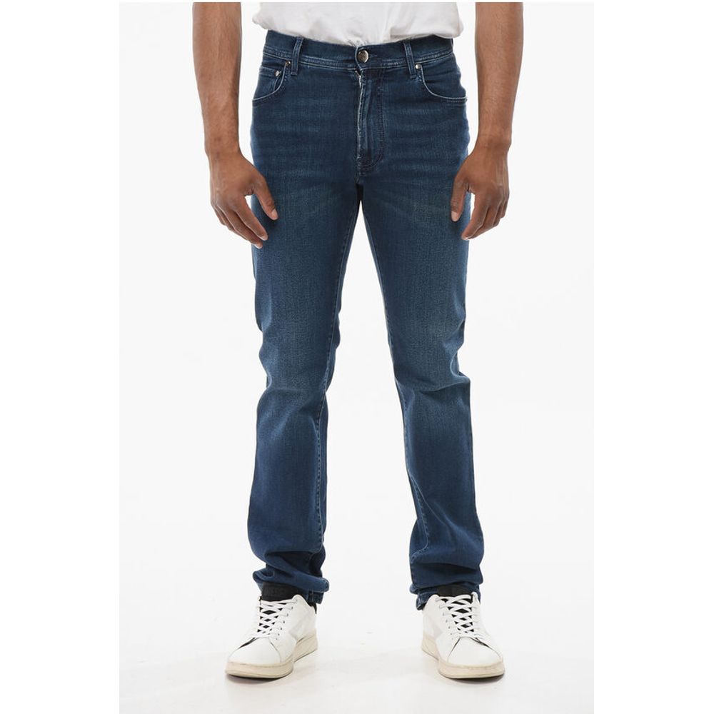 Corneliani Delaved Denims with Embroidered Logo