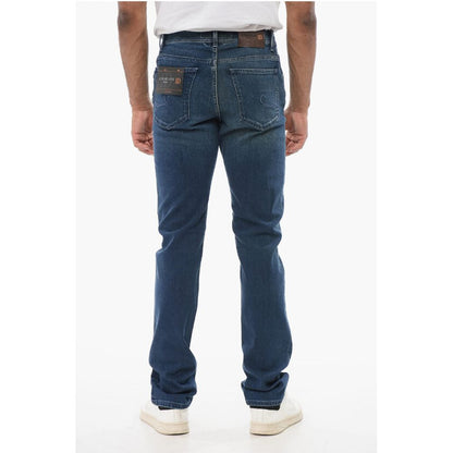 Corneliani Delaved Denims with Embroidered Logo