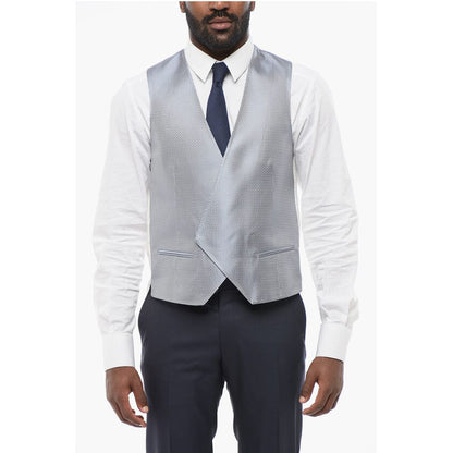 Corneliani Embroidered Silk Double Breasted Vest With Jetted Pockets