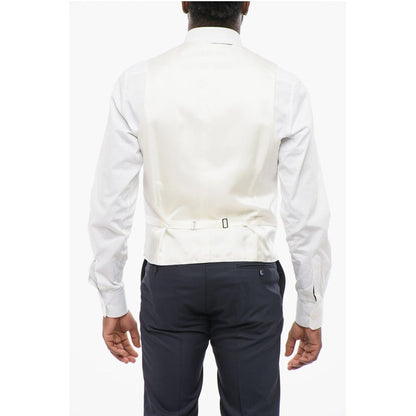 Corneliani Embroidered Silk Double Breasted Vest With Jetted Pockets