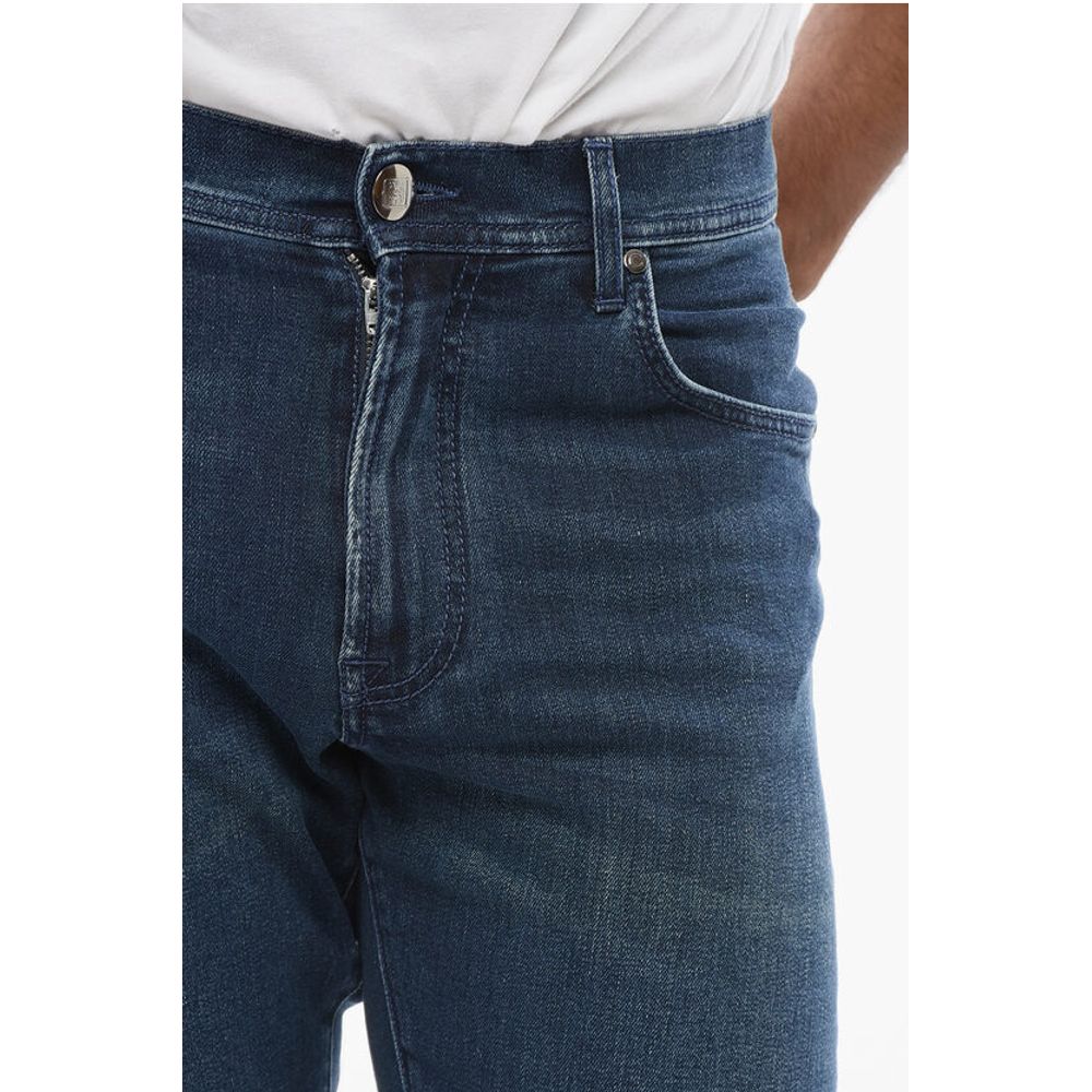 Corneliani Delaved Denims with Embroidered Logo