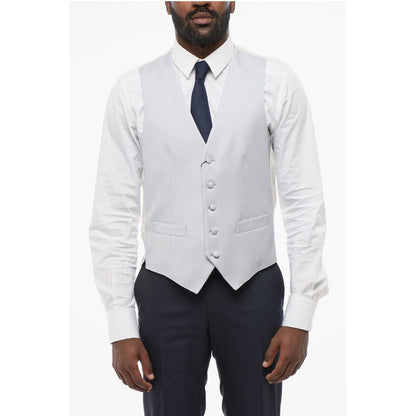 Corneliani 5 Buttons Silk Vest With Jetted Pockets
