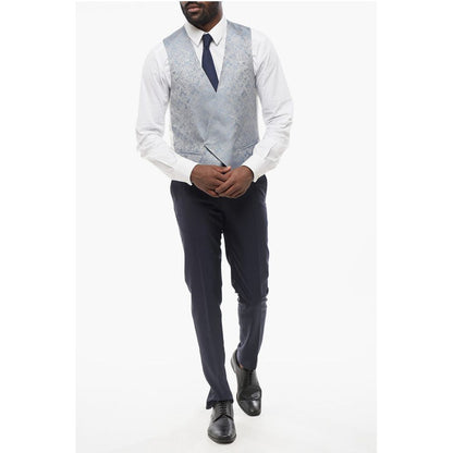 Corneliani Embroidered Silk Double Breasted Vest With Jetted Pockets
