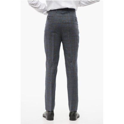 Corneliani CIRCLE Linen Single Breasted Suit With Check Motif