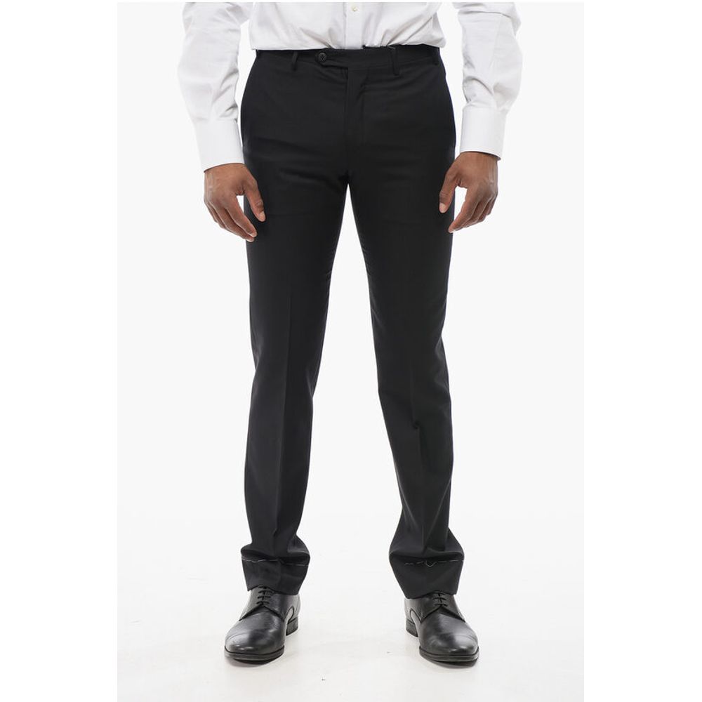 Corneliani Virgin Wool LEADER Pants with Flush Pockets