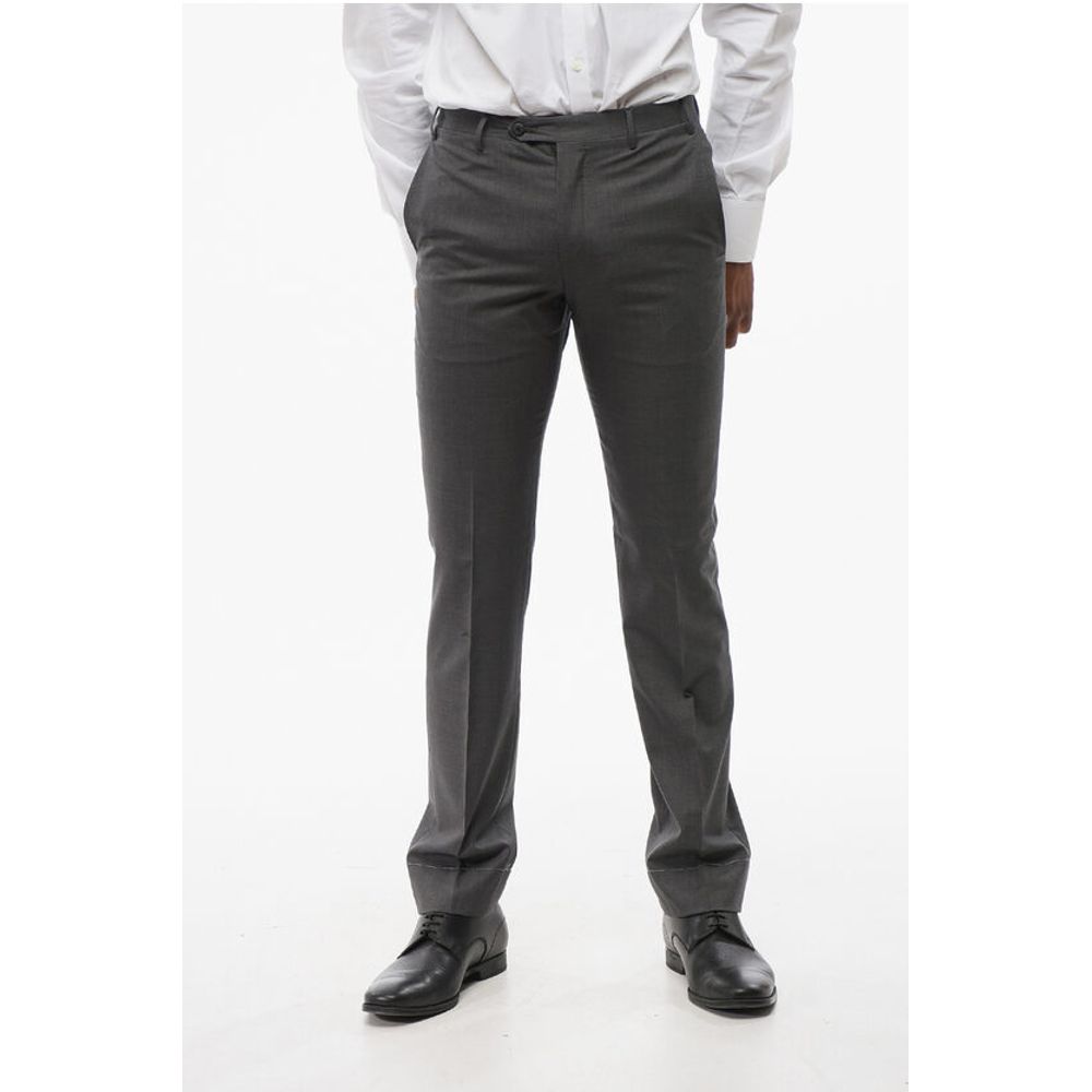 Corneliani Virgin Wool LEADER Pants with Flush Pockets