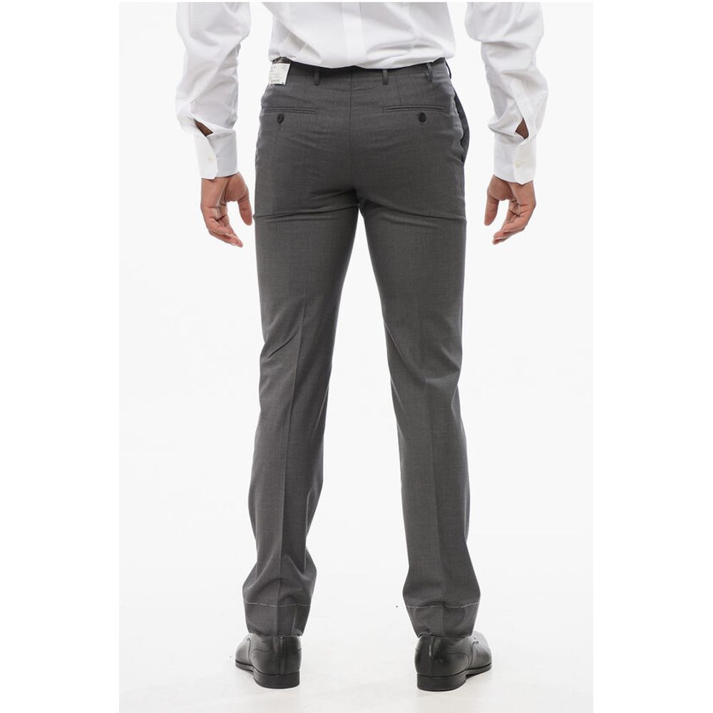 Corneliani Virgin Wool LEADER Pants with Flush Pockets
