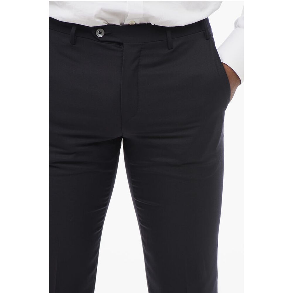 Corneliani Virgin Wool LEADER Pants with Flush Pockets