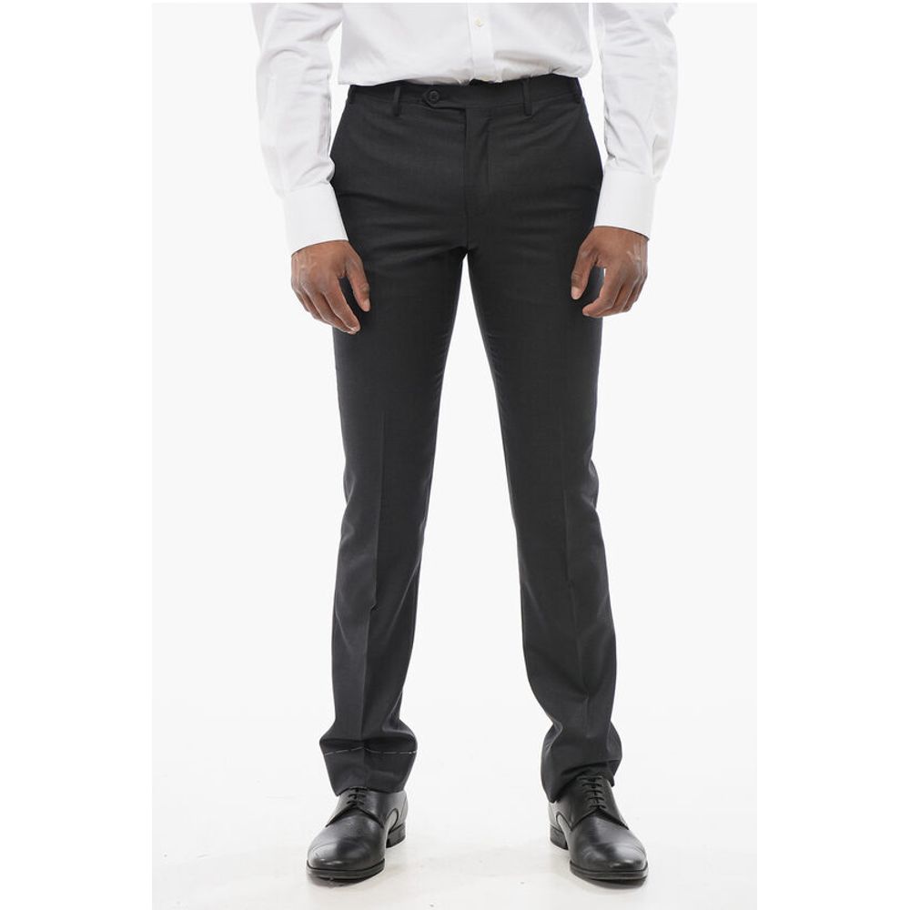 Corneliani Virgin Wool LEADER Pants with Flush Pockets