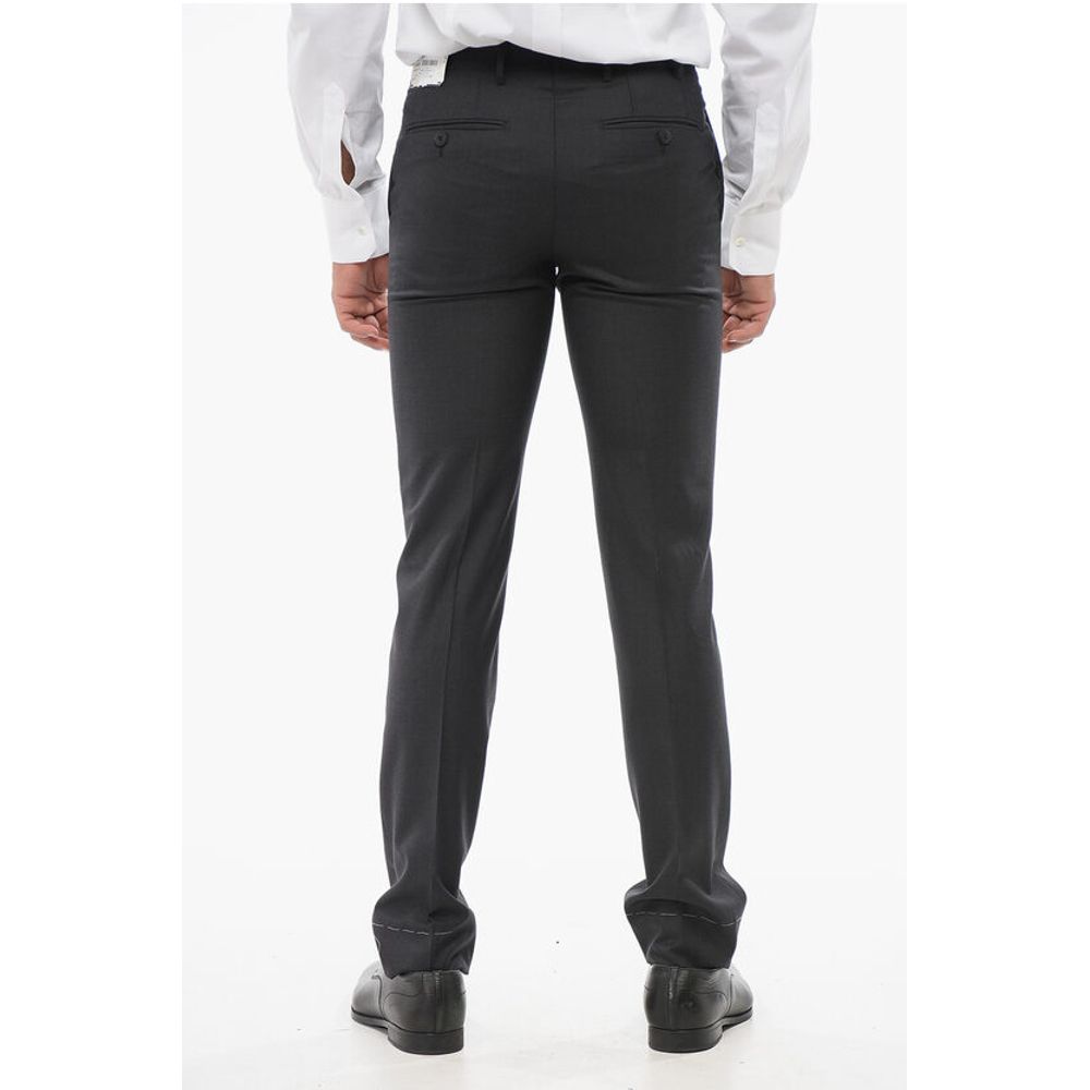 Corneliani Virgin Wool LEADER Pants with Flush Pockets