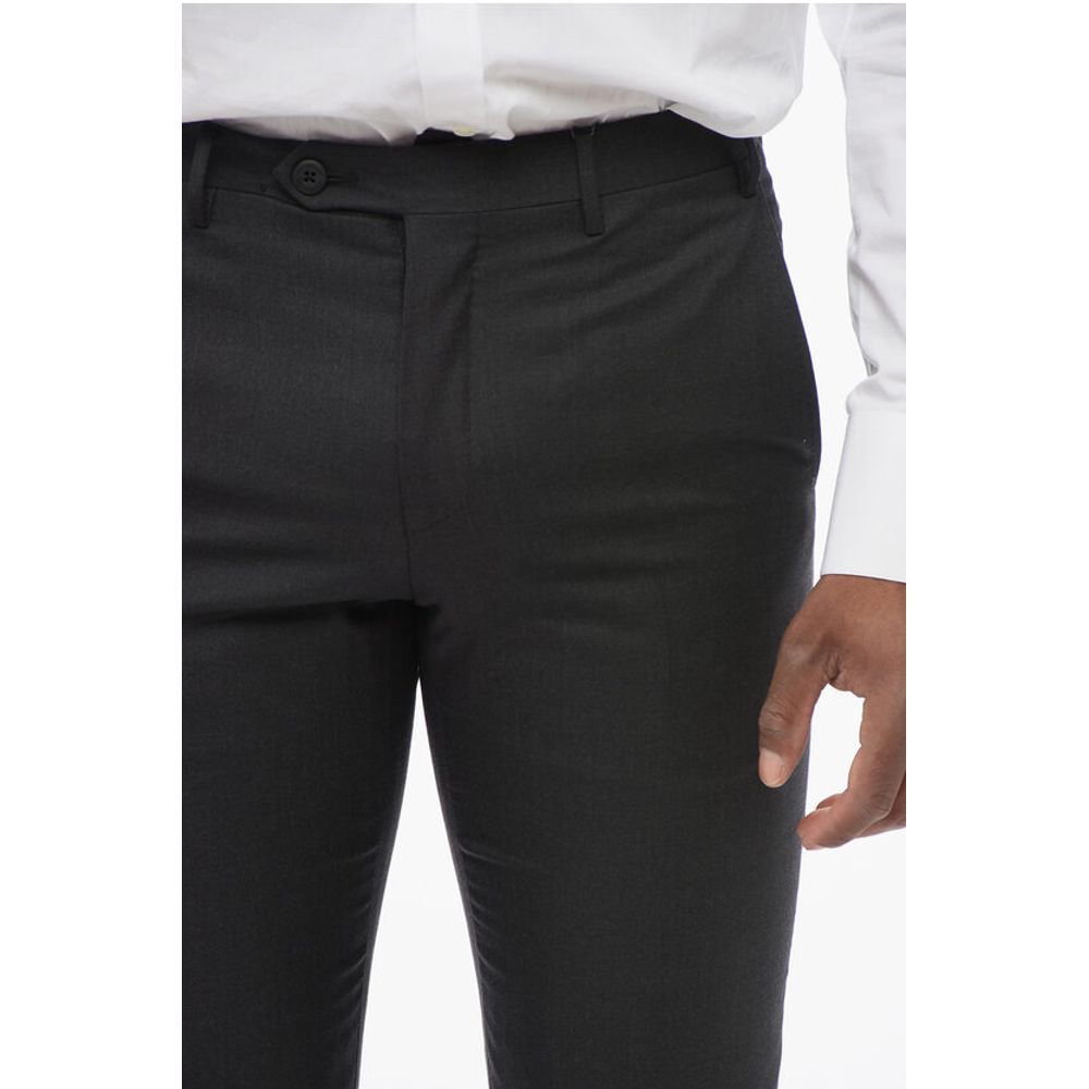 Corneliani Virgin Wool LEADER Pants with Flush Pockets