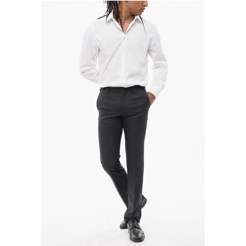 Corneliani Virgin Wool LEADER Pants with Flush Pockets