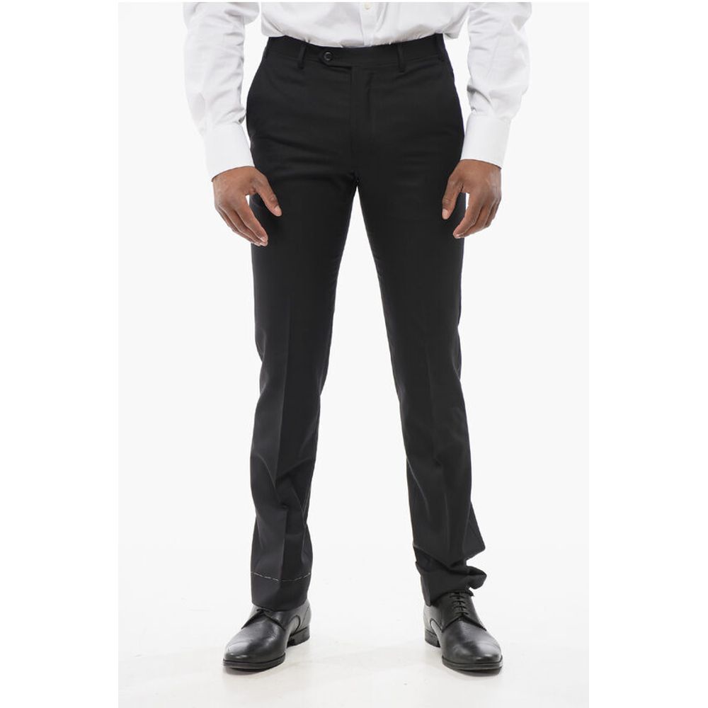 Corneliani Virgin Wool LEADER Pants with Flush Pockets