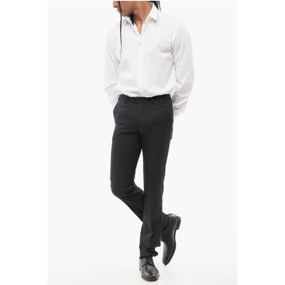Corneliani Virgin Wool LEADER Pants with Flush Pockets