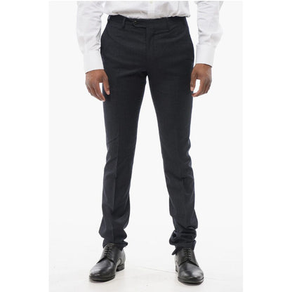 Corneliani Pin Check Wool Blend Pants with Belt Loops