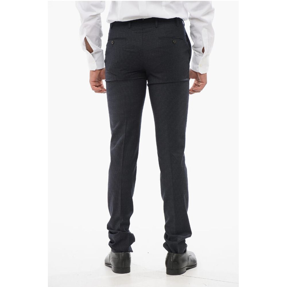 Corneliani Pin Check Wool Blend Pants with Belt Loops