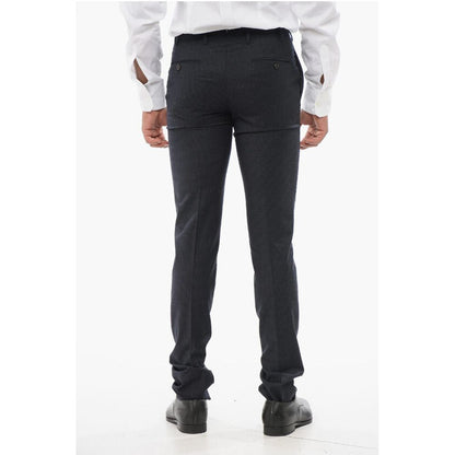 Corneliani Pin Check Wool Blend Pants with Belt Loops