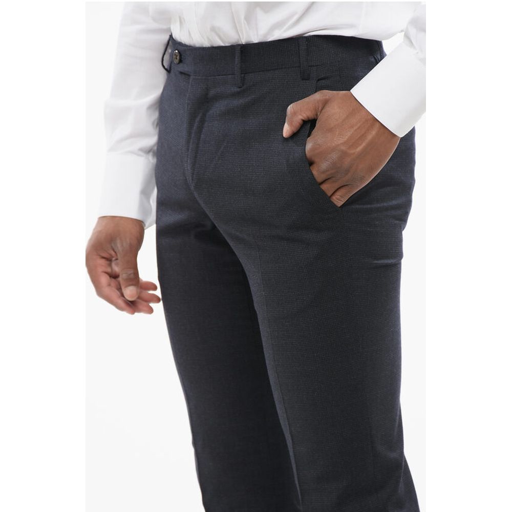 Corneliani Pin Check Wool Blend Pants with Belt Loops