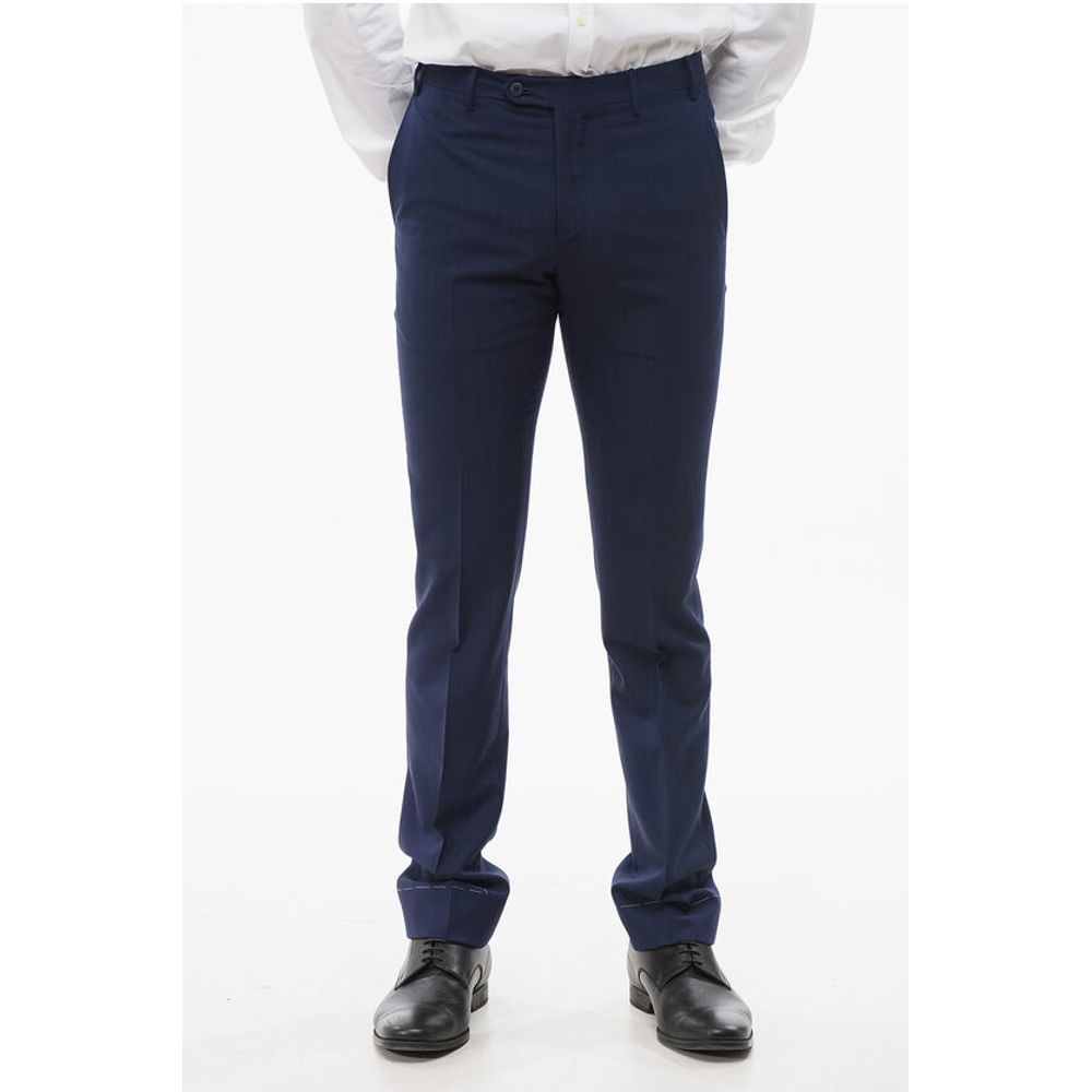 Corneliani Jacquard Virgin Wool Pants with Belt Loops