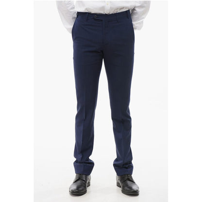 Corneliani Jacquard Virgin Wool Pants with Belt Loops