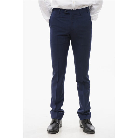 Corneliani Jacquard Virgin Wool Pants with Belt Loops